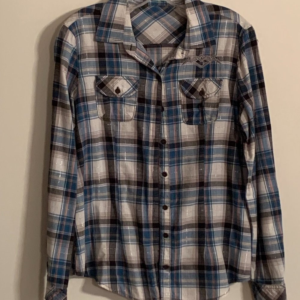 Maurices Large Roll-Tab Sleeve Button Up Shirt - image 2